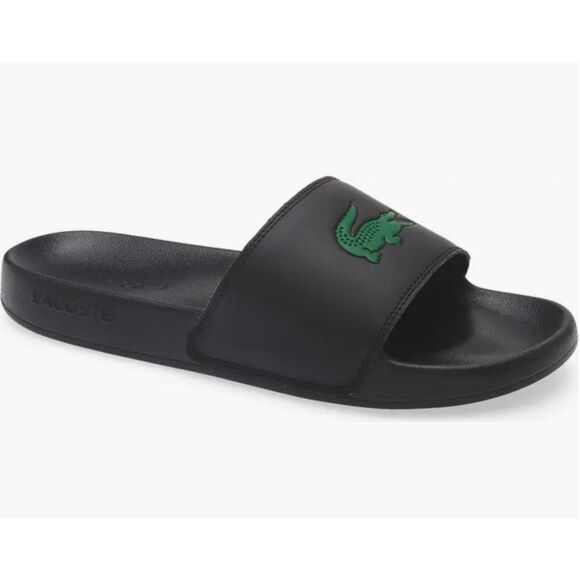 Lacoste Serve Slide Mens Size 13 in Black Open Toe - Picture 1 of 6